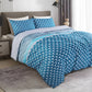 Azure Polycotton Reversible Duvet Cover Bedding Set - Blue