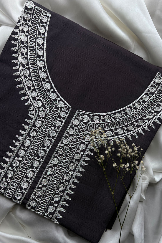 Charcoal embroidered 2 piece khaddar